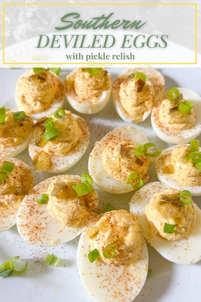 Southern deviled eggs Pinterest graphic