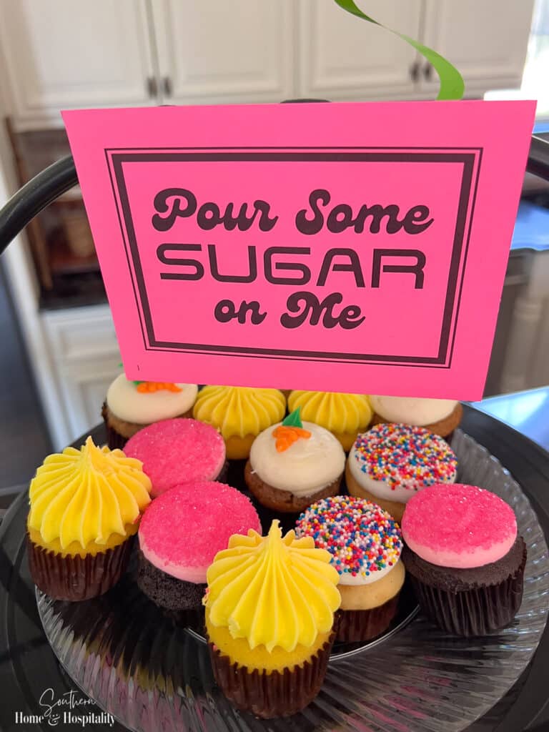Pour Some Sugar on Me sign for 80s dessert table