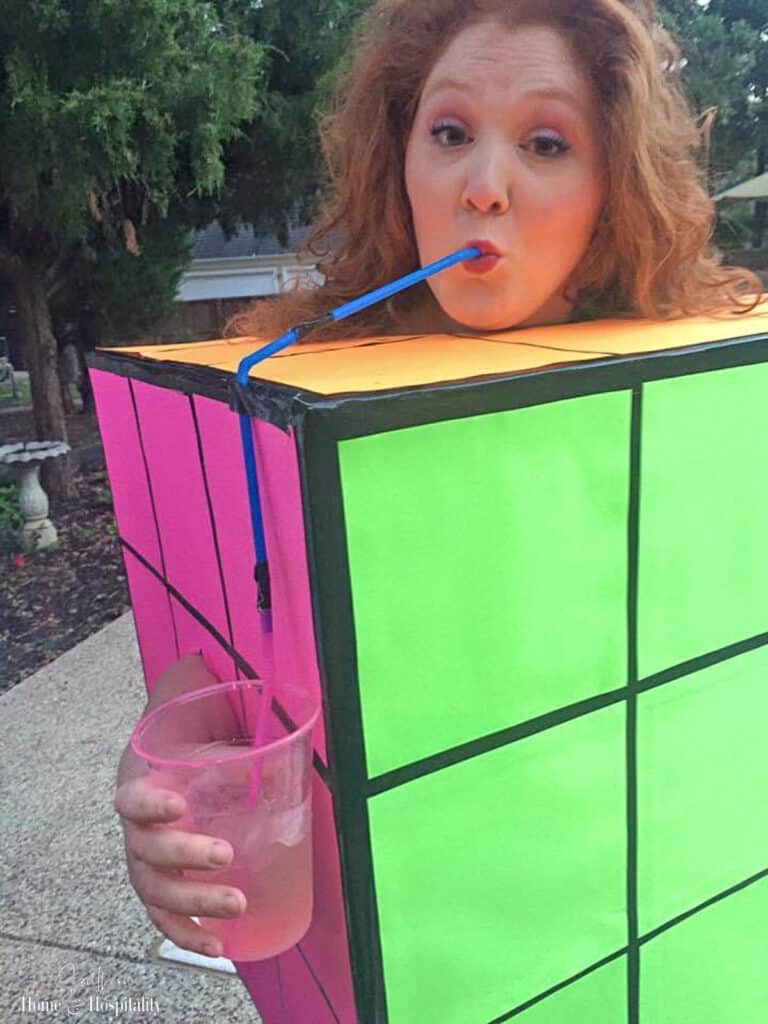 DIY Rubik's Cube costume at 80s party