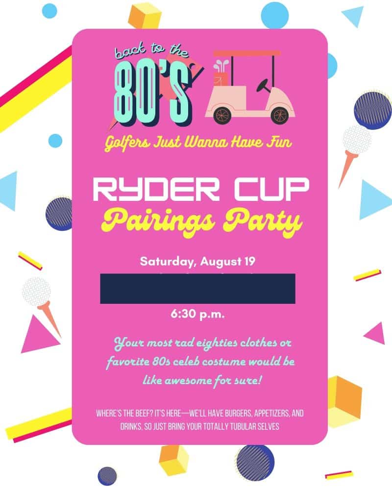 80's Golf Party Invitation