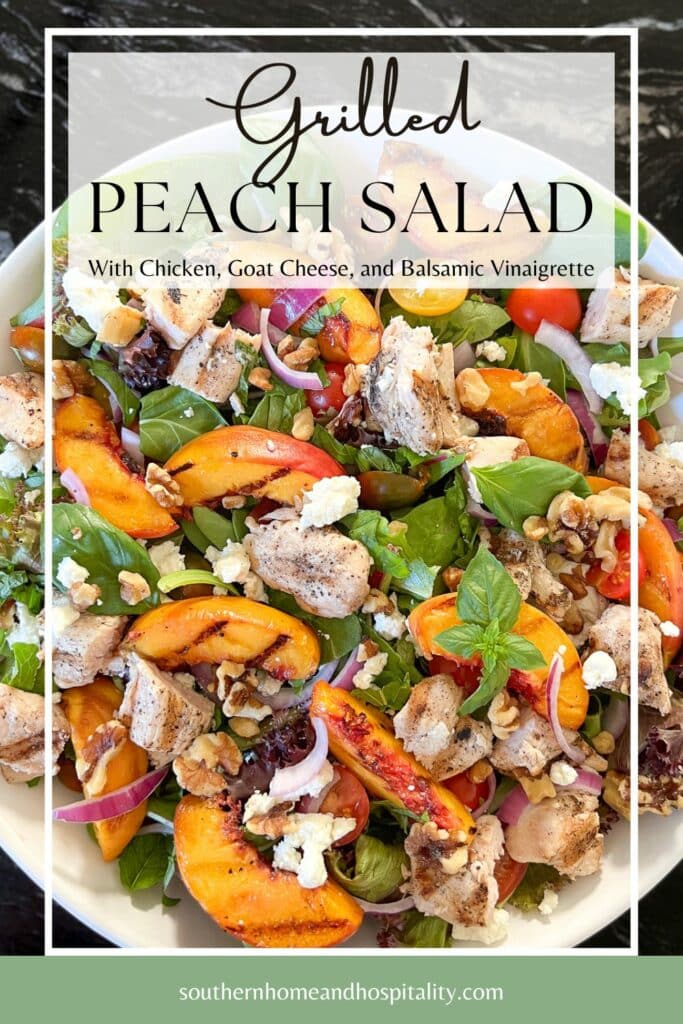 Grilled Peach Salad Pinterest graphic