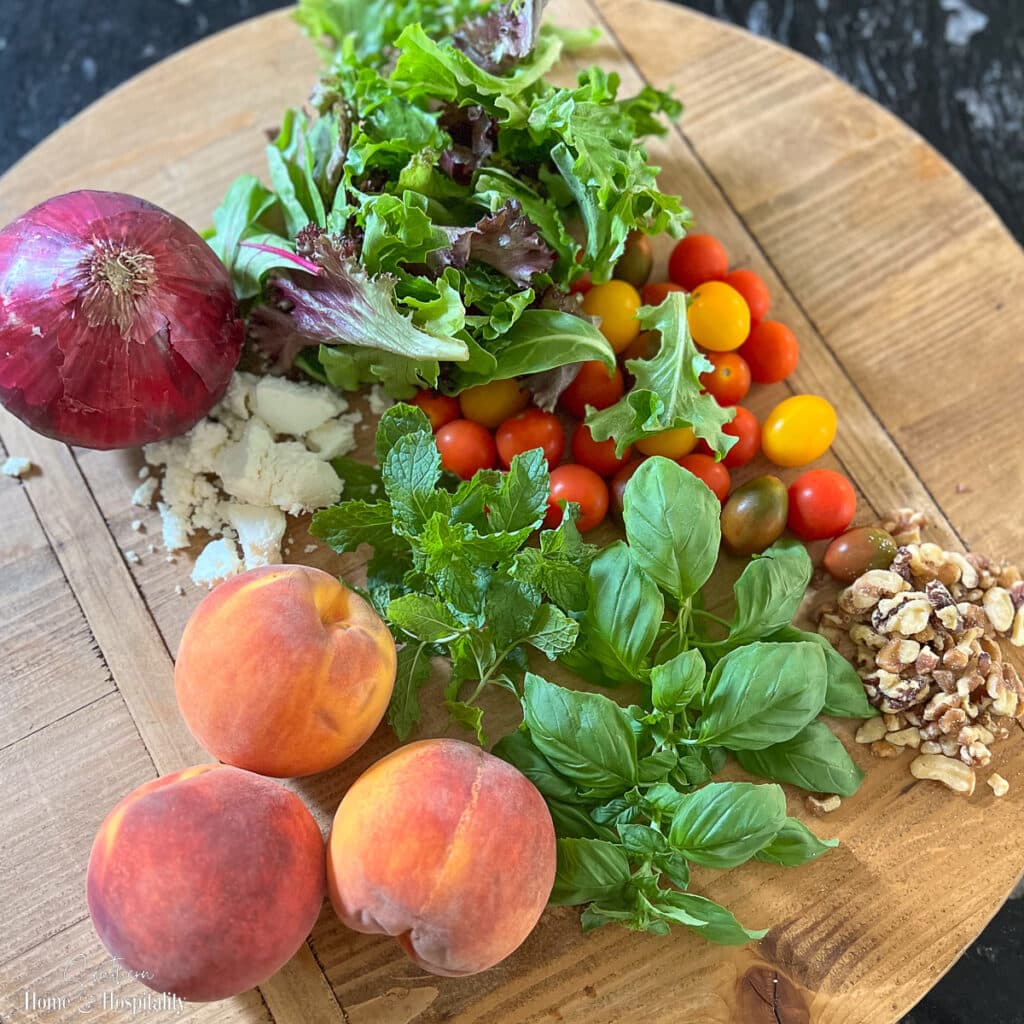 Ingredients for peach salad