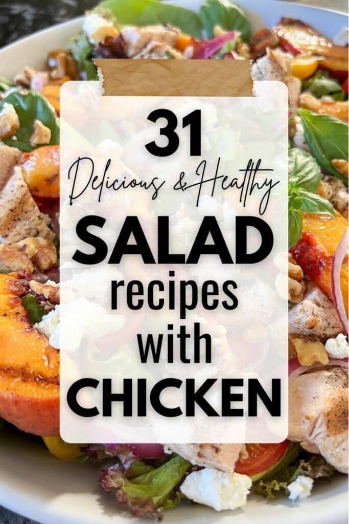 Healthy Salad Recipes with Chicken Pinterest graphic