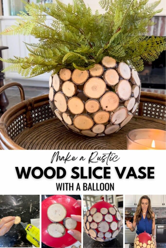Wood slice vase Pinterest graphic