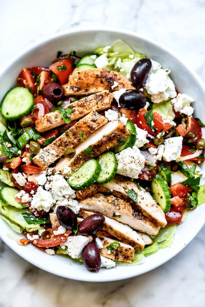 Greek salad with chicken