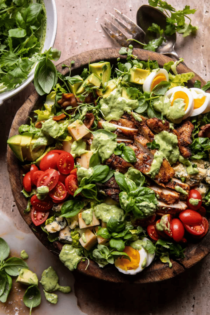 Chicken cobb salad with avocado ranch