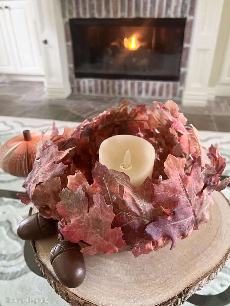 DIY fall leaf candle holder bowl