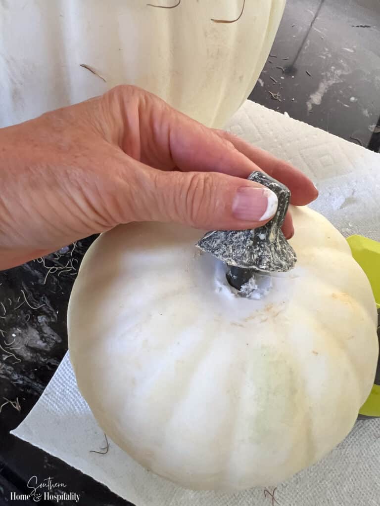 Removing stem from fake pumpkin