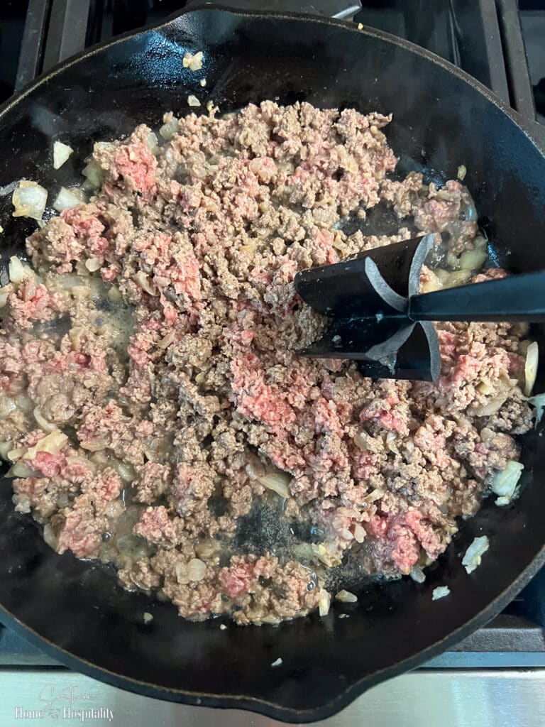 browning ground beef for shepard pie