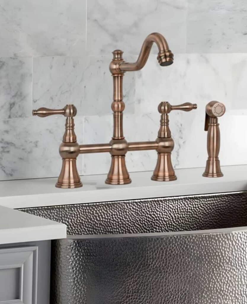 Vintage style copper kitchen faucet