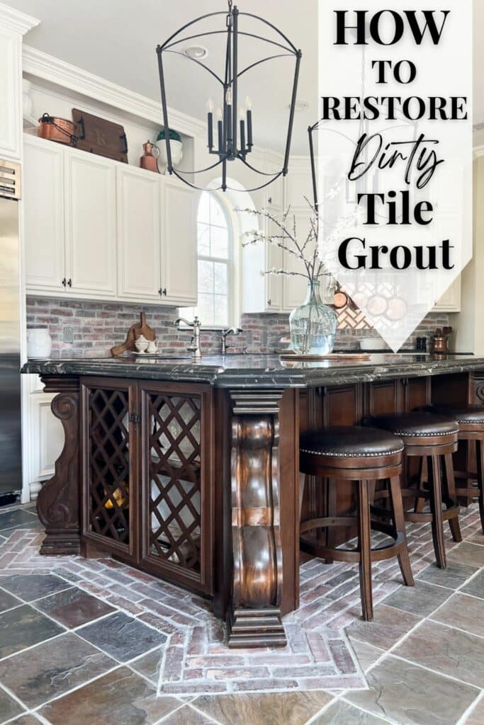 How to restore dirty tile grout PInterest graphic