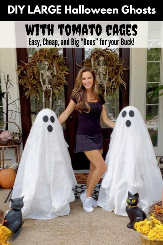 Tomato Cage Ghost Tutorial Pinterest graphic