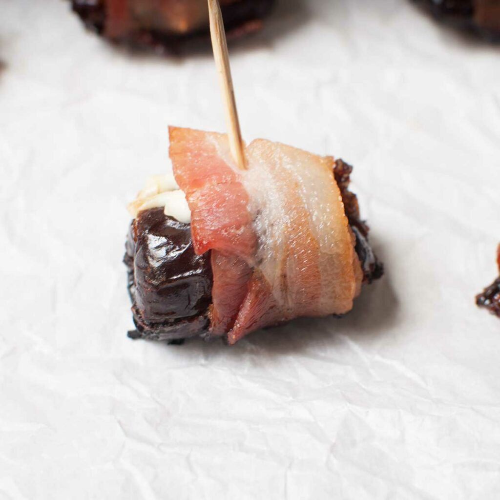 Bacon wrapped dates with cream cheese