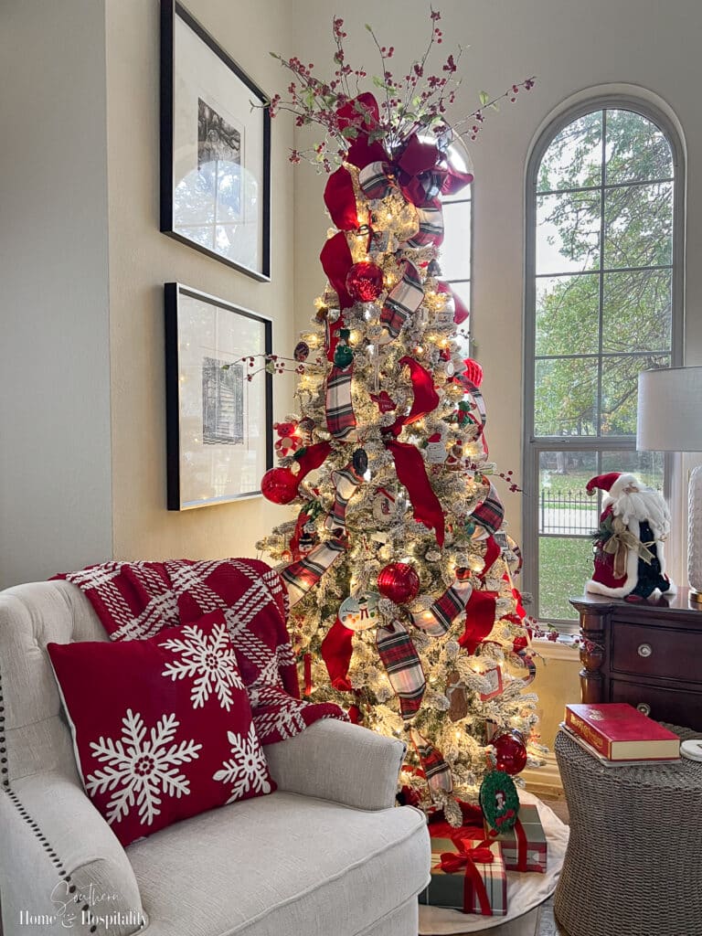 Family Christmas tree with sentimental ornaments