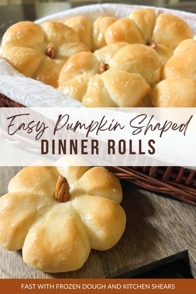 Easy Pumpkin Shaped Dinner Rolls Pinterest graphic