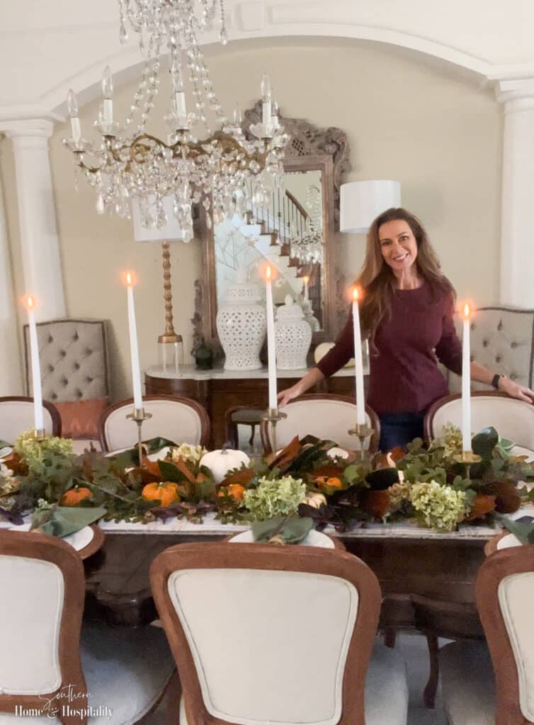 Kate Rodgers of Southern Home and Hospitality by Thanksgiving table