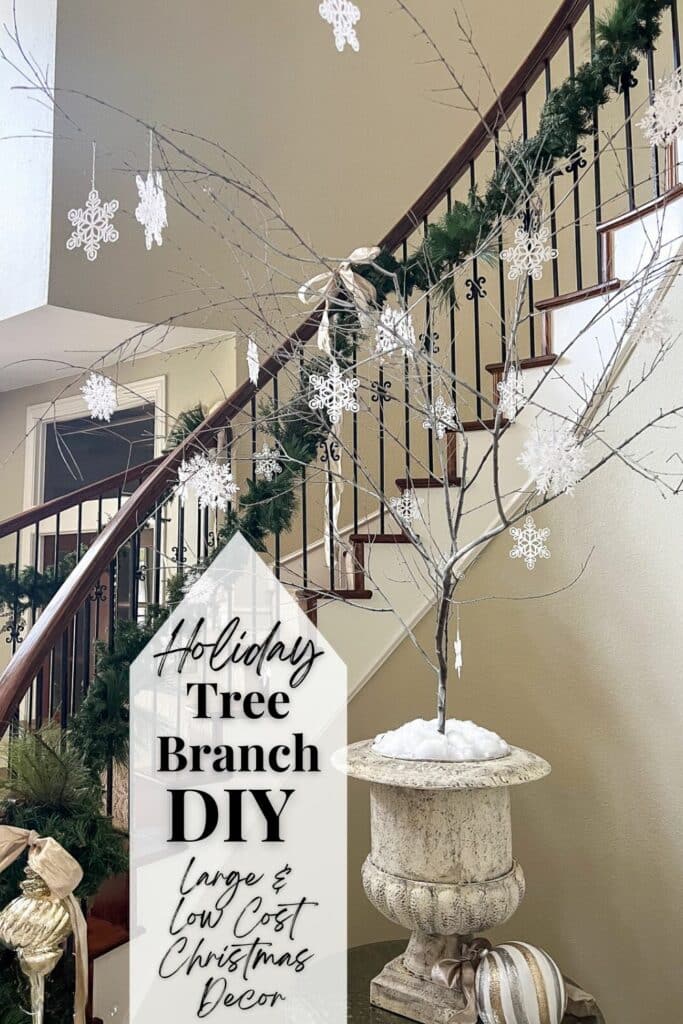 Holiday tree branch DIY Pinterest graphic