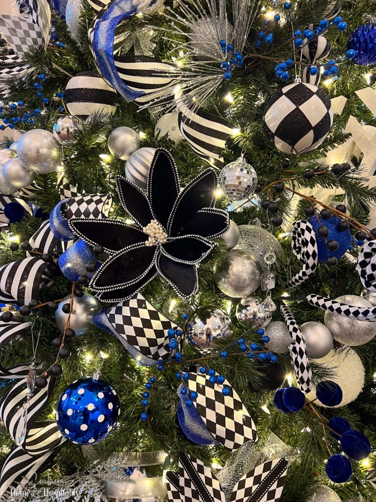 Blue berry picks on Christmas tree