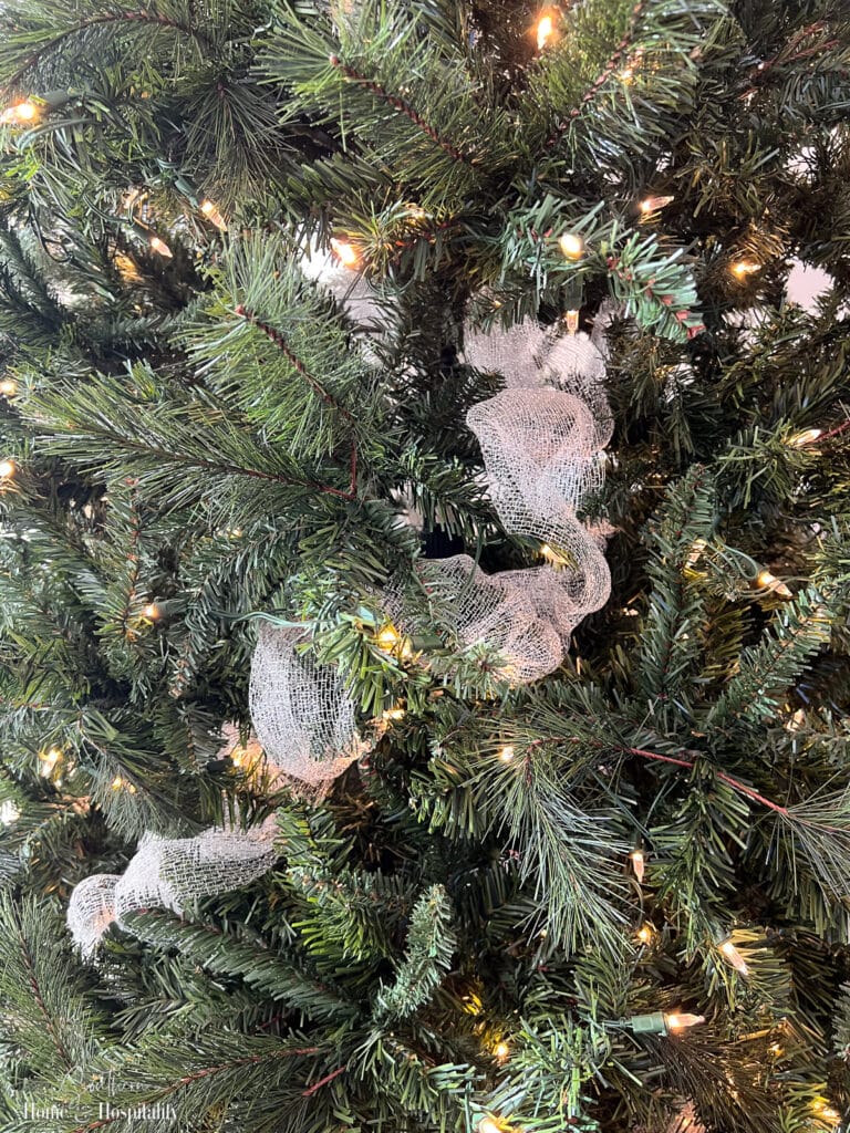 Gauzy mesh in Christmas tree