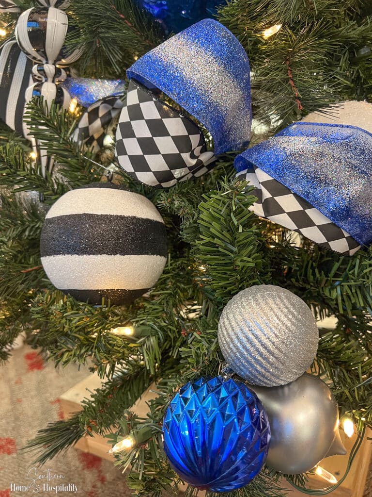Three ball ornaments clustered together as one