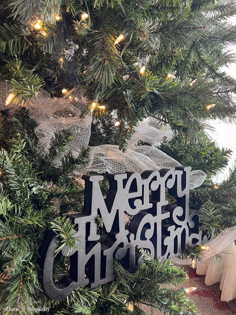Christmas sign in tree