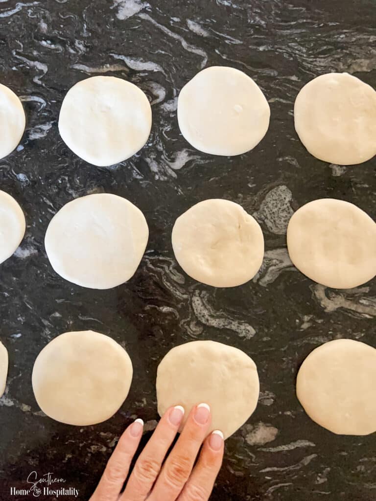 Flattening frozen dough balls