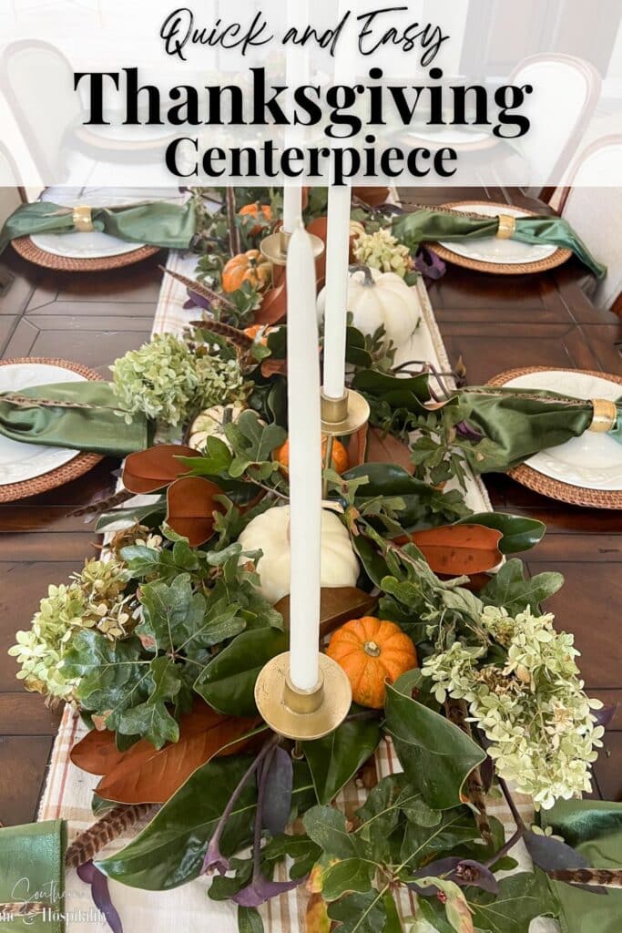 Quick and easy Thanksgiving centerpiece Pinterest graphic