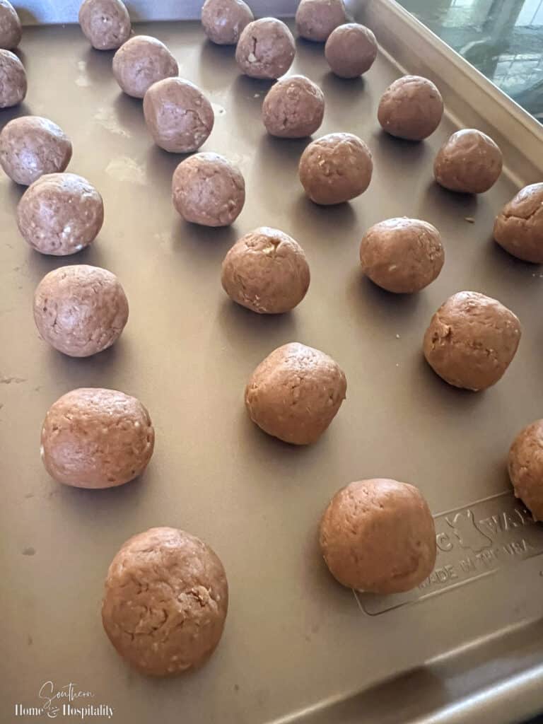 Bourbon balls after rolling before coating