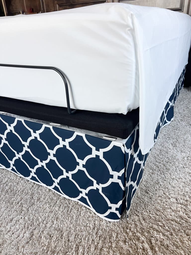 Flat sheet tucked with square corners