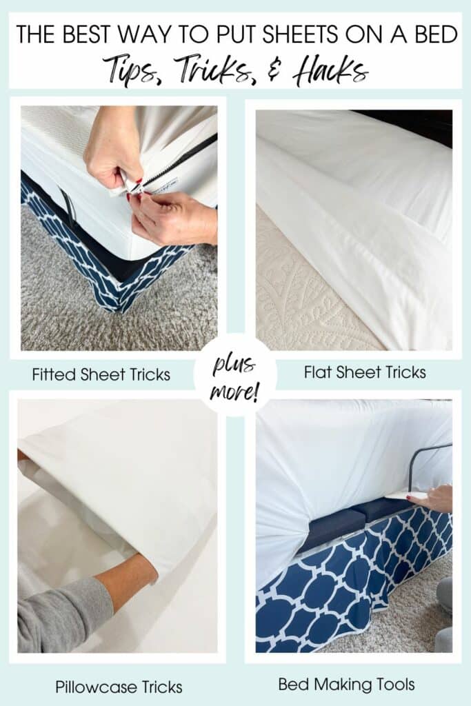 Best way to put sheets on a bed Pinterest graphic