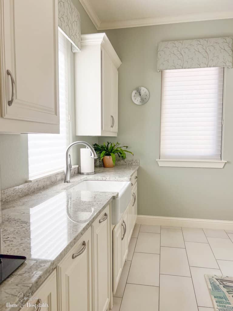 Laundry room with long counter and utility sink