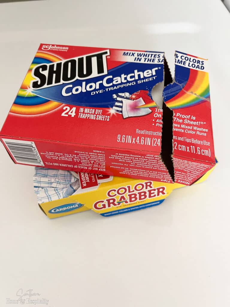 Shout Color Catchers and Carbona Color Grabber dye-catching sheets