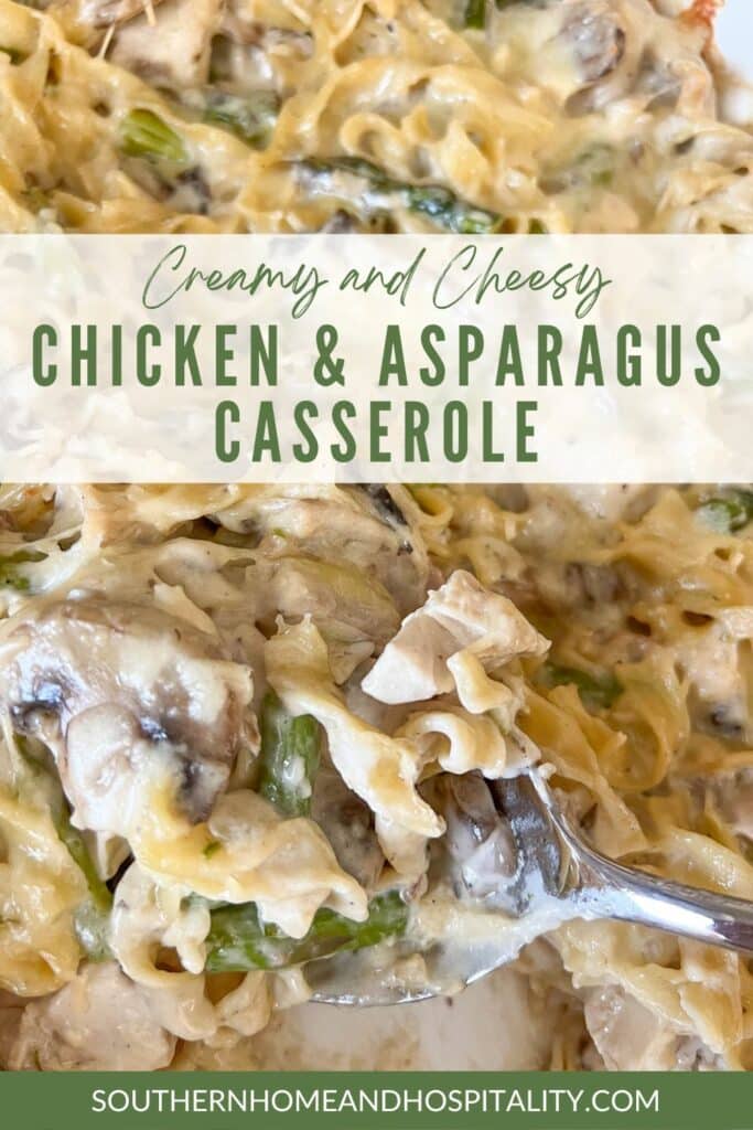Chicken and asparagus casserole Pinterest graphic
