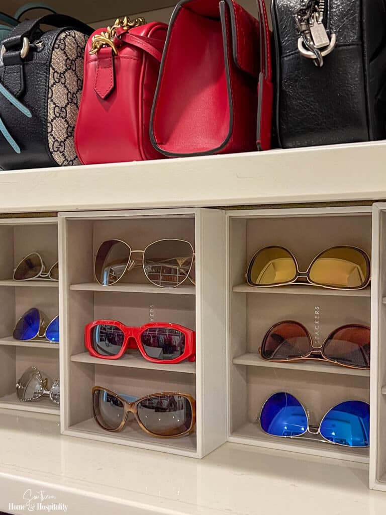 Sunglasses displayed in dream closet