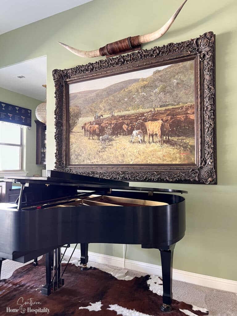 Oversize Texas landscape painting on a large wall