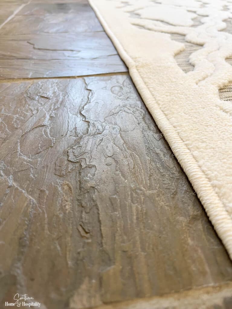 Slate floor with impregnating sealer soft sheen