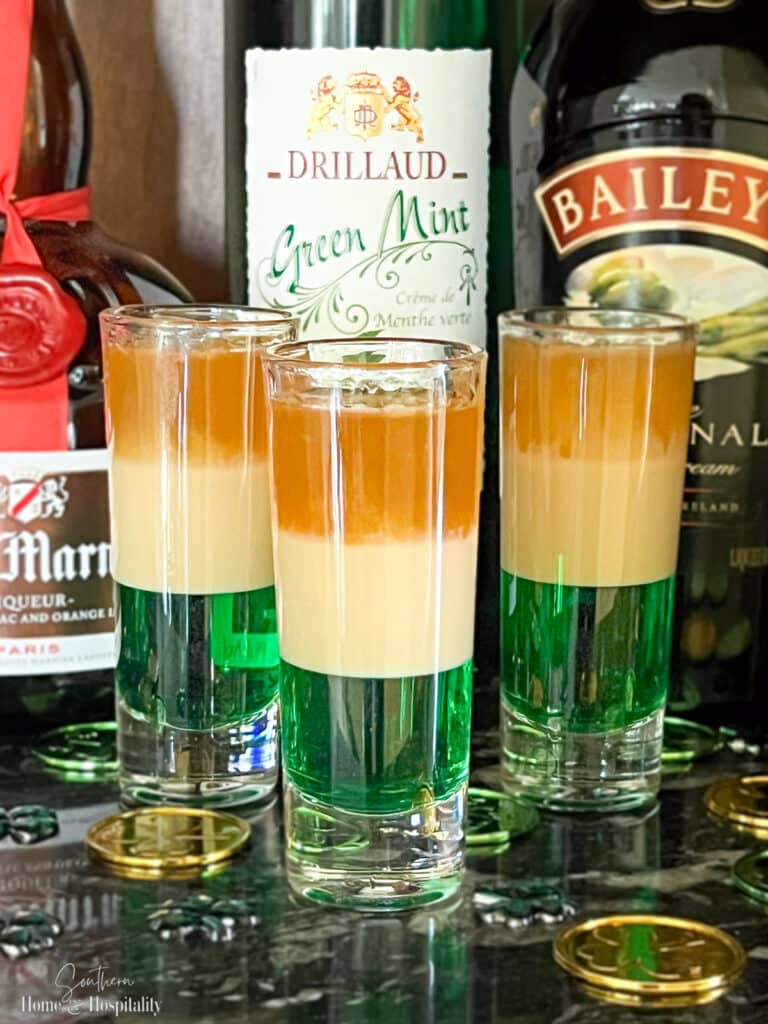 Layered Irish Flag shot in tall shot glass