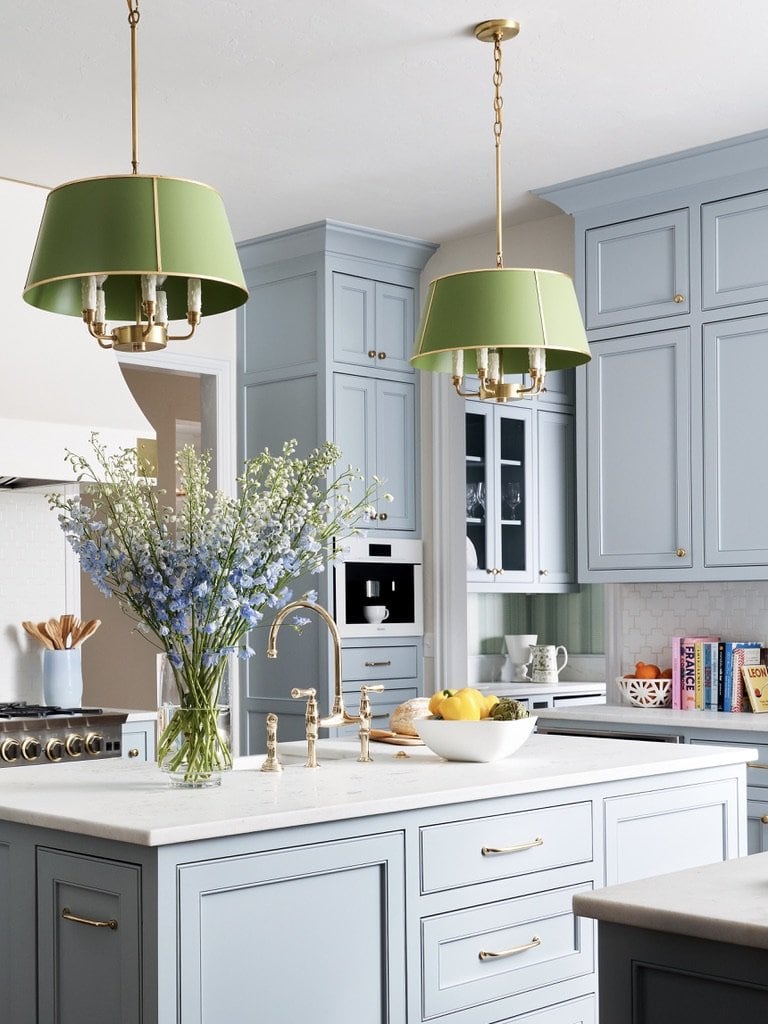 blue and green kitchen