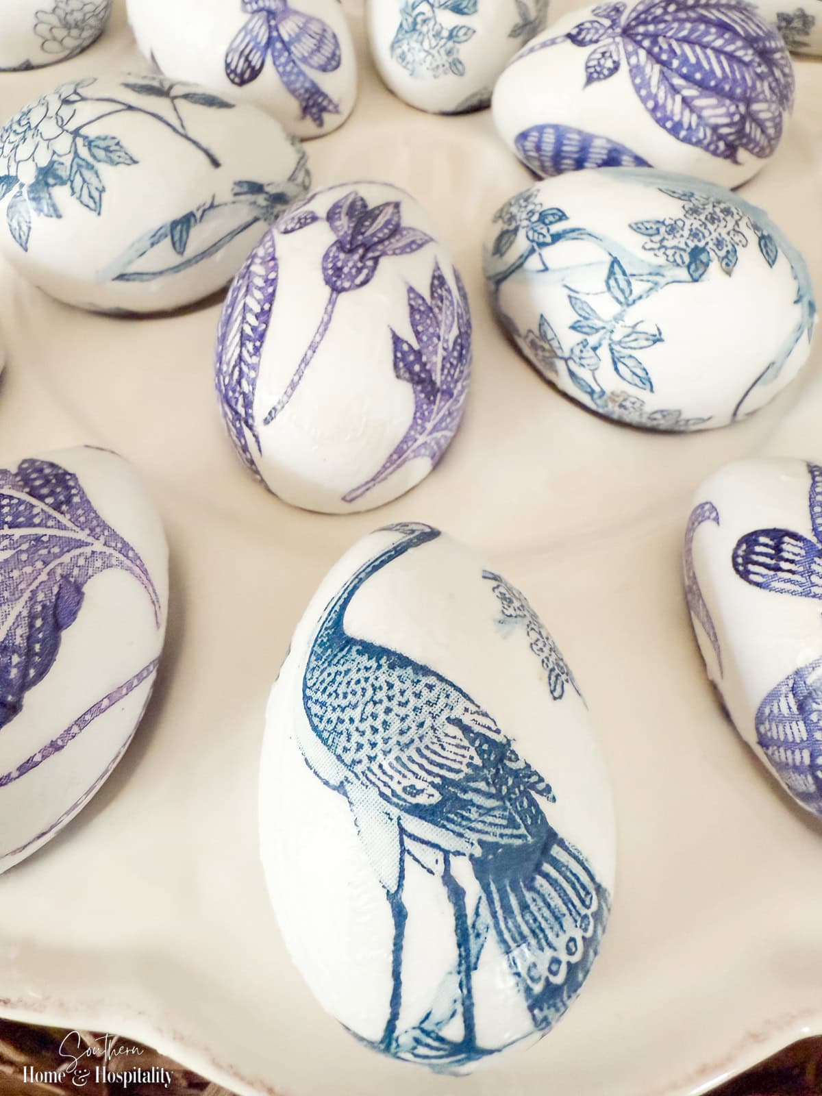 Blue and White Chinoiserie Decoupage Easter Egg