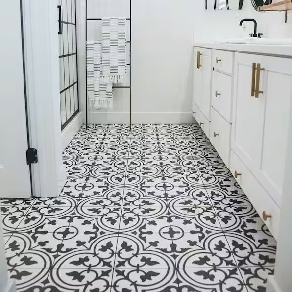 Encaustic tile in bathroom