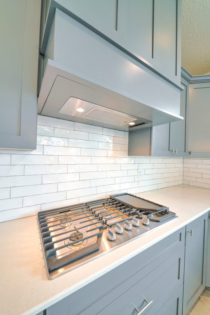 Kitchen backsplash with extra long subway tile