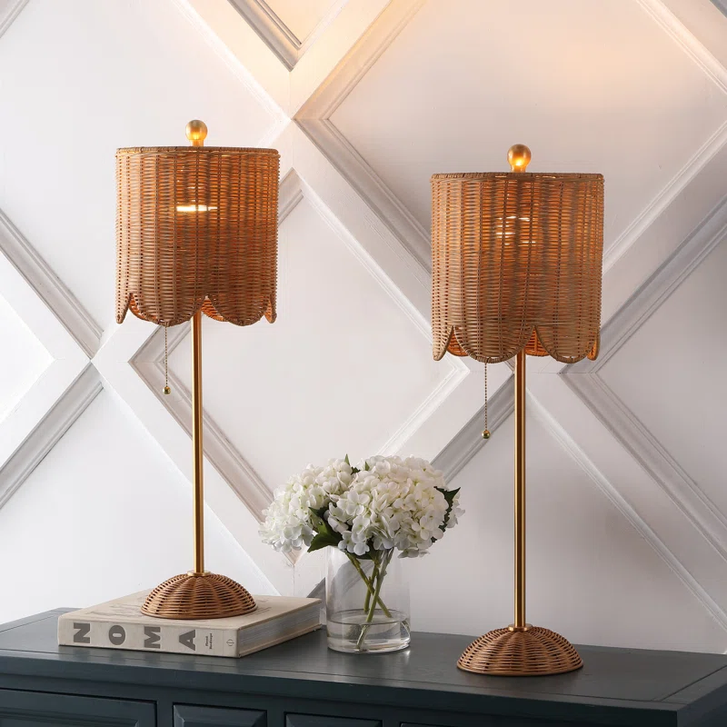 scalloped wicker lamps