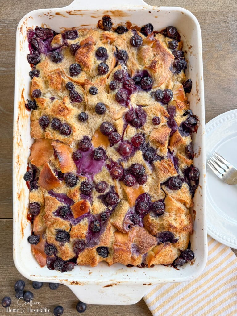 Baked blueberry French toast casserole