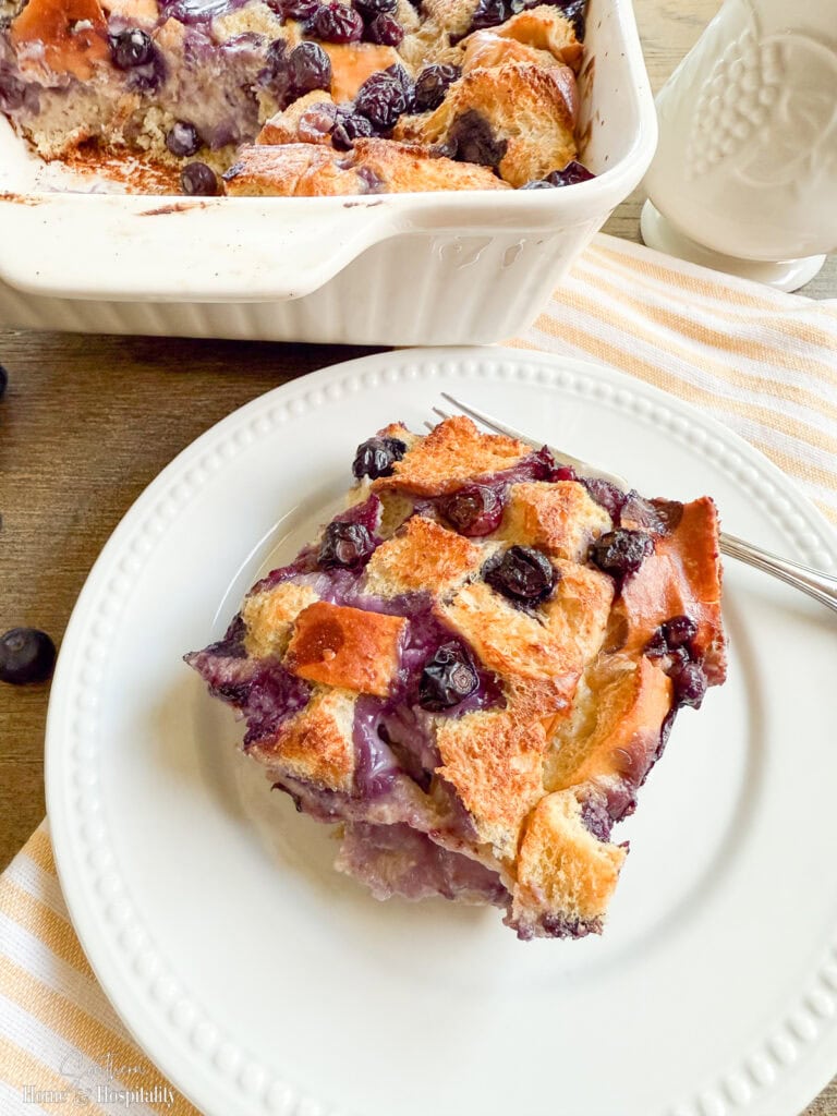 Overnight blueberry cream cheese French toast casserole bake