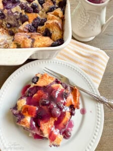 Overnight blueberry cream cheese French toast casserole