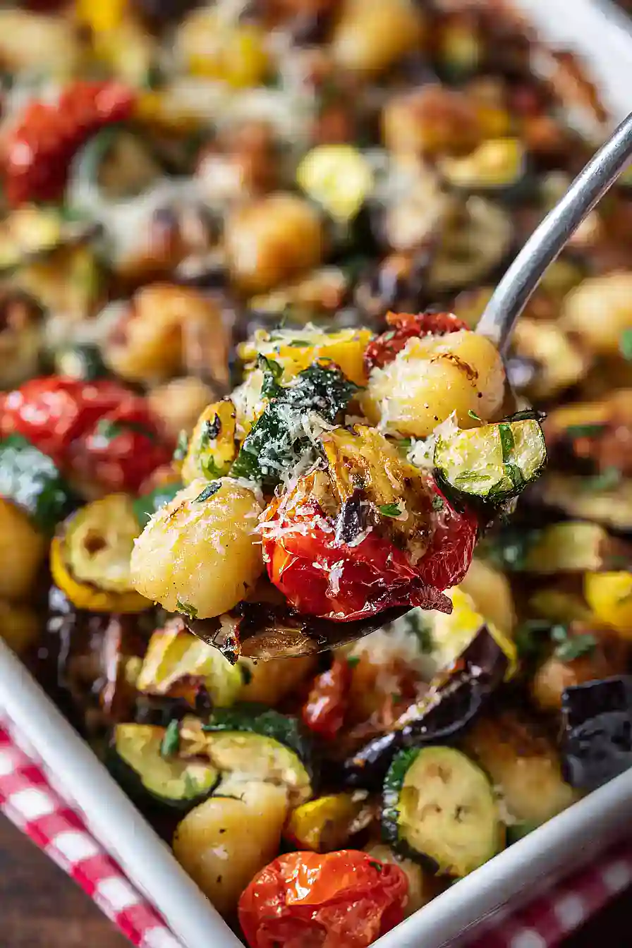 Roasted vegetables with gnocchi