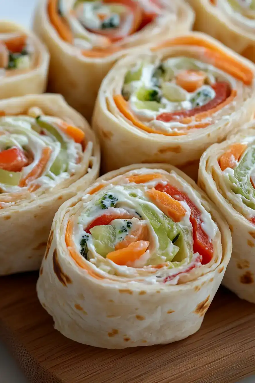 Fresh vegetable tortilla rollups
