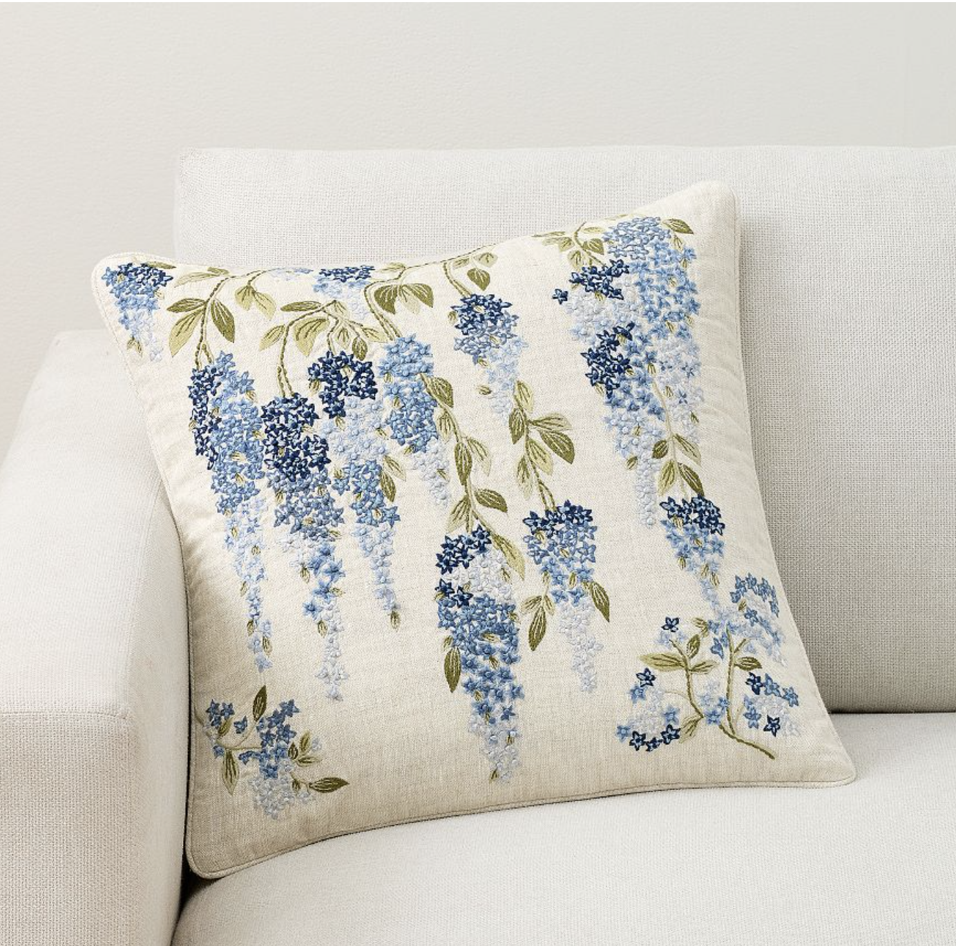 Pottery Barn embroidered wisteria throw pillow