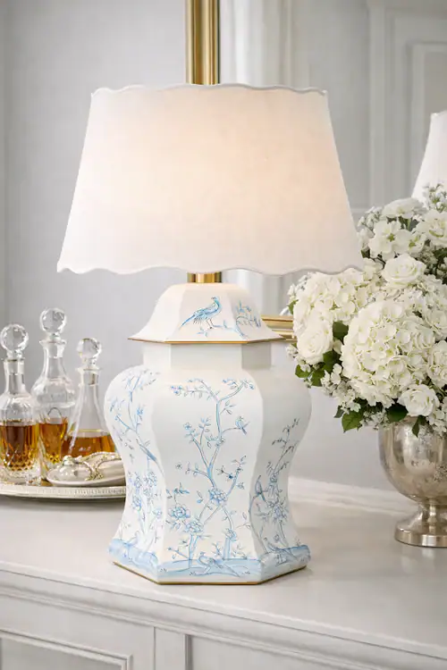 Blue and white lamp The Enchanted Home