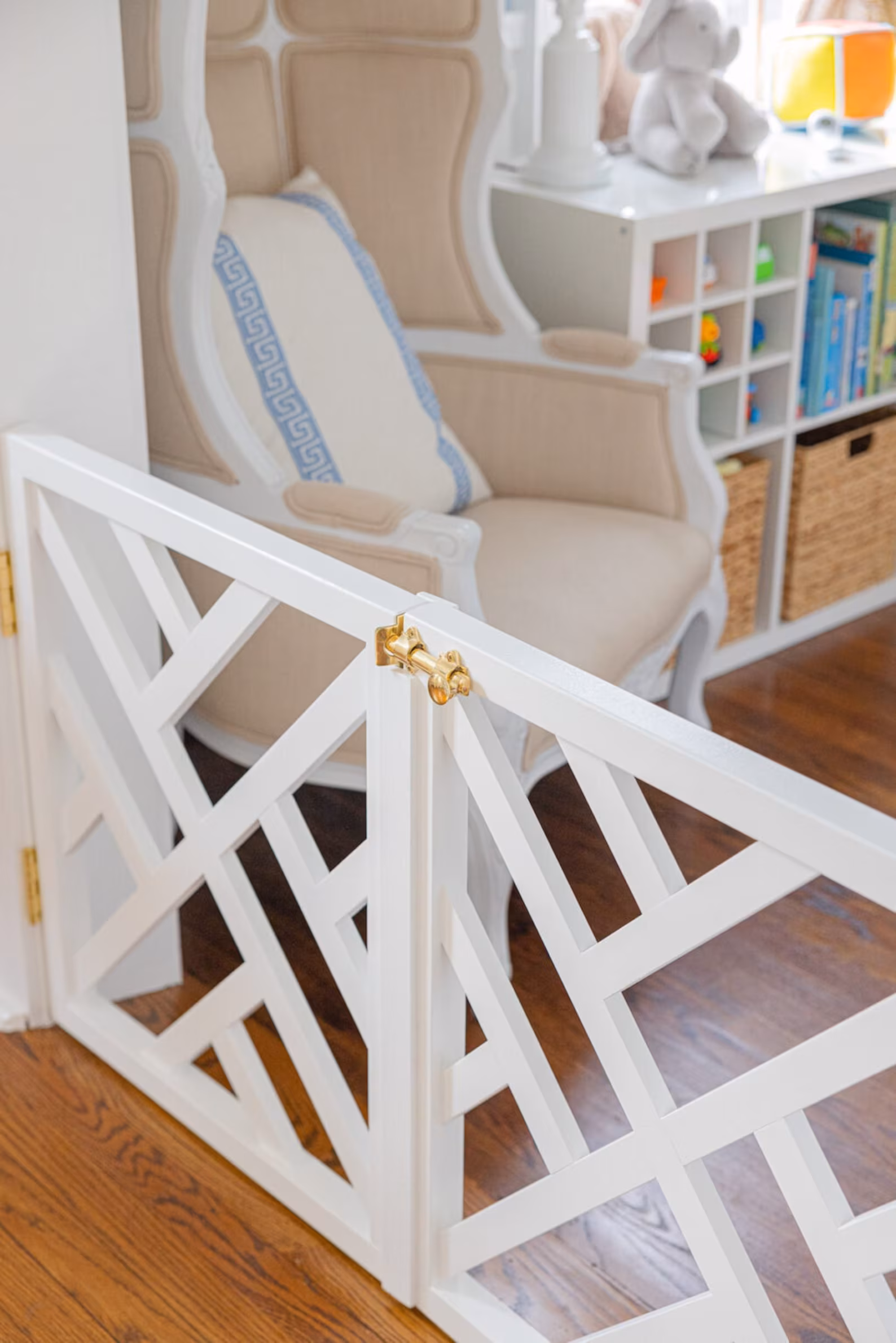 White wood baby gate